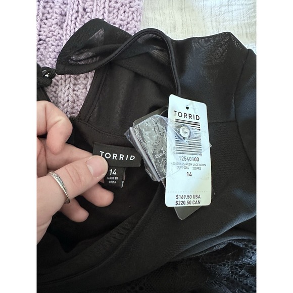 Torrid Womens Black Mesh Lace Gown Size 14 NWT Whimsigoth Prom Formal Grunge - Picture 8 of 11